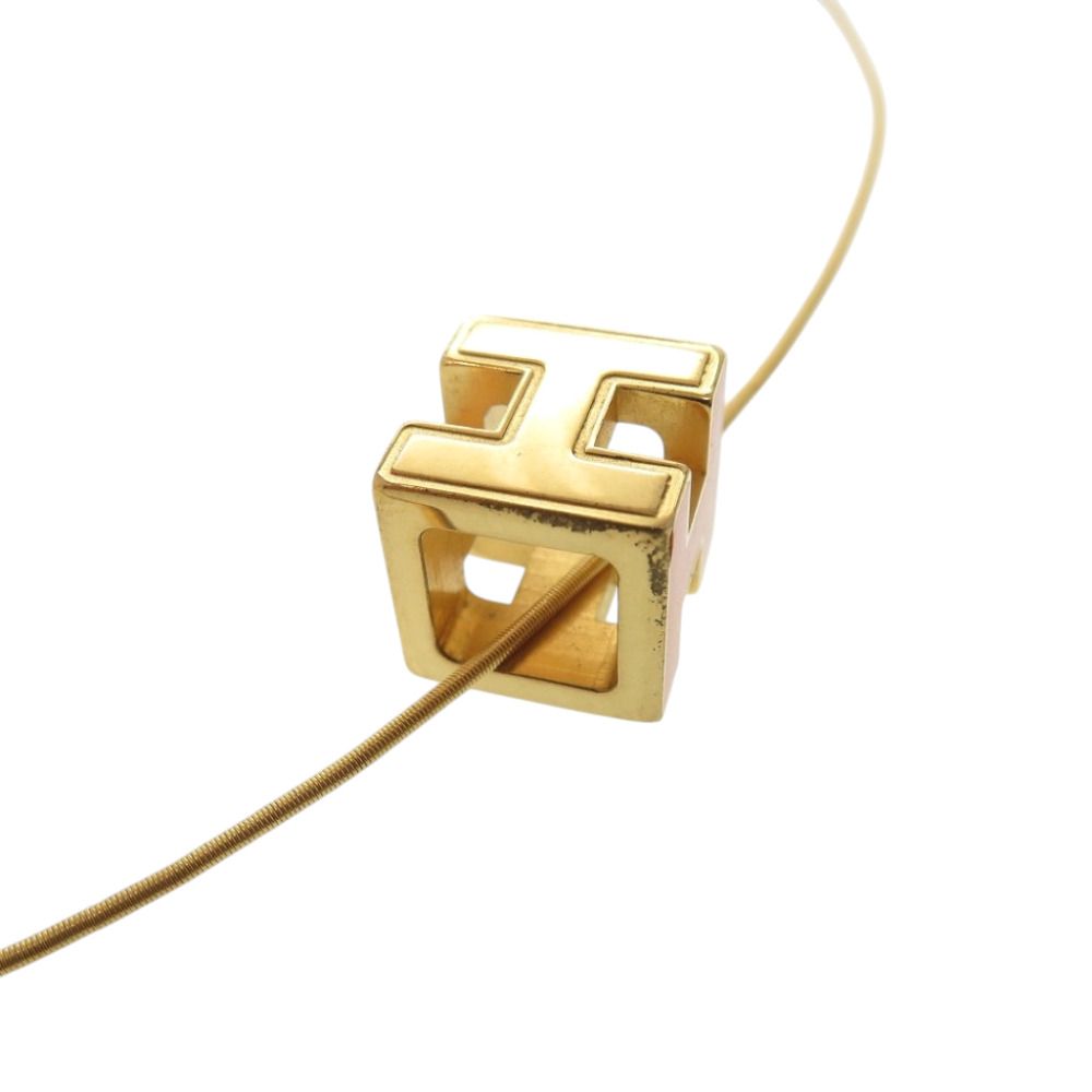 Hermes Cage Cube Metal Orange Necklace