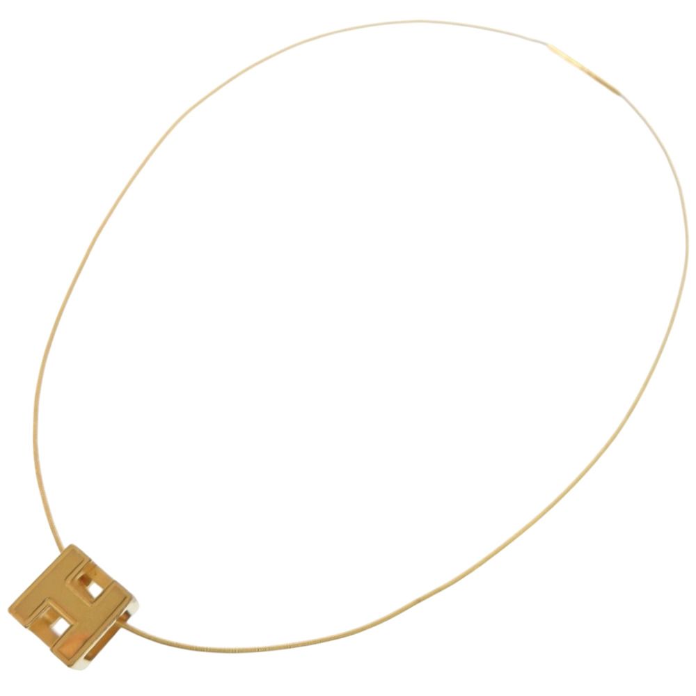 Hermes Cage Cube Metal Orange Necklace