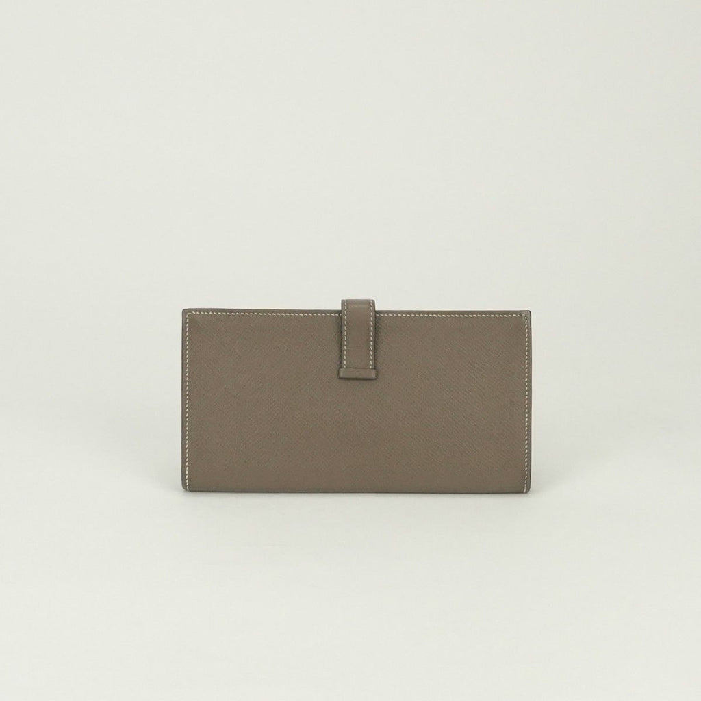 Hermes Bearn Souffle Wallet Epsom Etoupe Gray Gold Veau