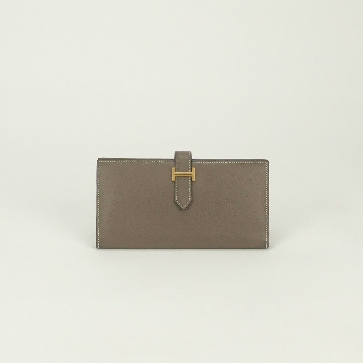 Hermes Bearn Souffle Wallet Epsom Etoupe Gray Gold Veau
