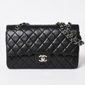Chanel Quilted 25 Double Flap Chain Shoulder Bag Lambskin CC Logo Black Silver