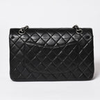 Chanel Quilted 25 Double Flap Chain Shoulder Bag Lambskin CC Logo Black Silver — view 2