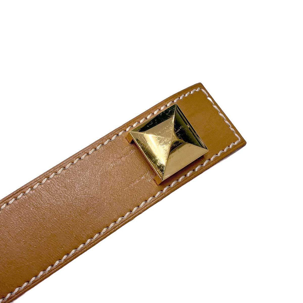 Hermes Meadle Leather Bracelet Camel Brown