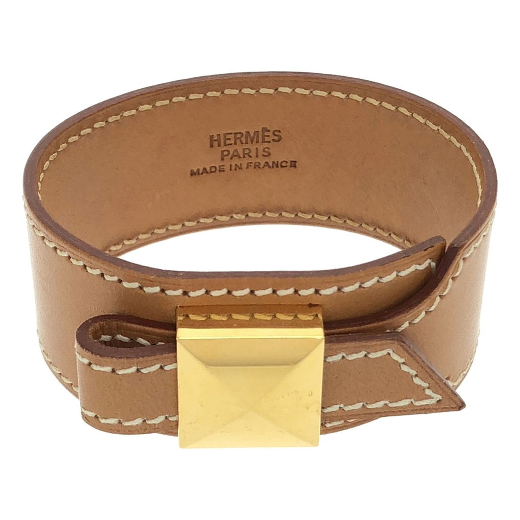 Hermes Meadle Leather Bracelet Camel Brown