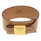 Hermes Meadle Leather Bracelet Camel Brown