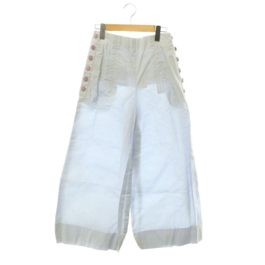 Chanel Coco Button Balloon Silhouette Pants Wide Cotton 36 Light Blue CX