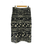 Chanel All Over Pattern CC Logo Cles Knit Skirt Tight Jacquard All 38 Navy