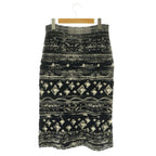 Chanel All Over Pattern CC Logo Cles Knit Skirt Tight Jacquard All 38 Navy — view 2