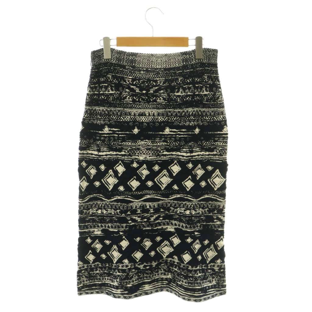 Chanel All Over Pattern CC Logo Cles Knit Skirt Tight Jacquard All 38 Navy — view 2