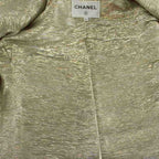 Chanel Color Tweed Jacket Outer Zip Up Wool 36 Light Gray Gold — view 4