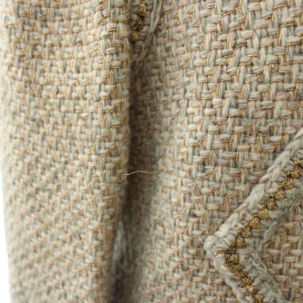 Chanel Color Tweed Jacket Outer Zip Up Wool 36 Light Gray Gold — view 7