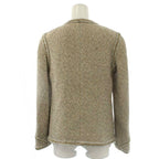 Chanel Color Tweed Jacket Outer Zip Up Wool 36 Light Gray Gold — view 2