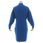 Hermes Vintage Knit Dress High Neck Knee Length Wool Blue 38 — view 7