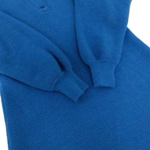 Hermes Vintage Knit Dress High Neck Knee Length Wool Blue 38 — view 5