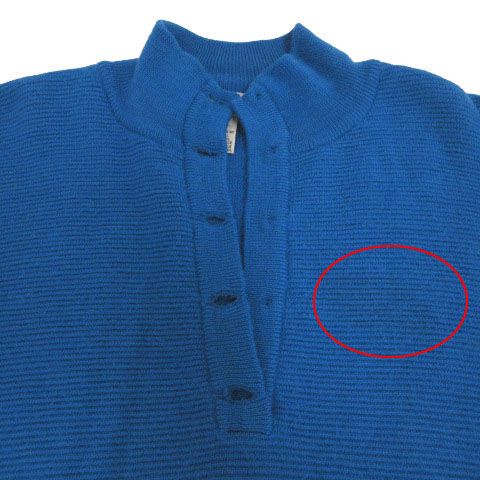 Hermes Vintage Knit Dress High Neck Knee Length Wool Blue 38 — view 4