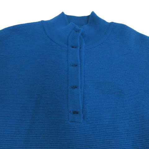 Hermes Vintage Knit Dress High Neck Knee Length Wool Blue 38 — view 3