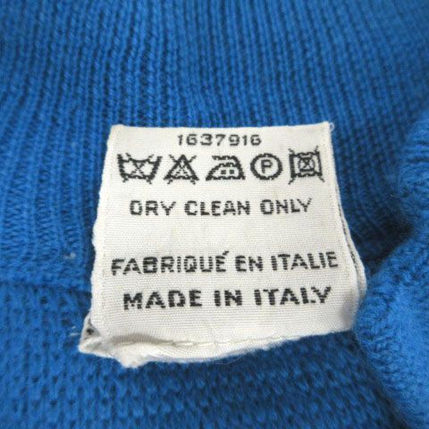 Hermes Vintage Knit Dress High Neck Knee Length Wool Blue 38 — view 8