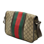 Gucci GG Supreme Sherry Line Messenger Bag Shoulder Back Beige Brown Leather