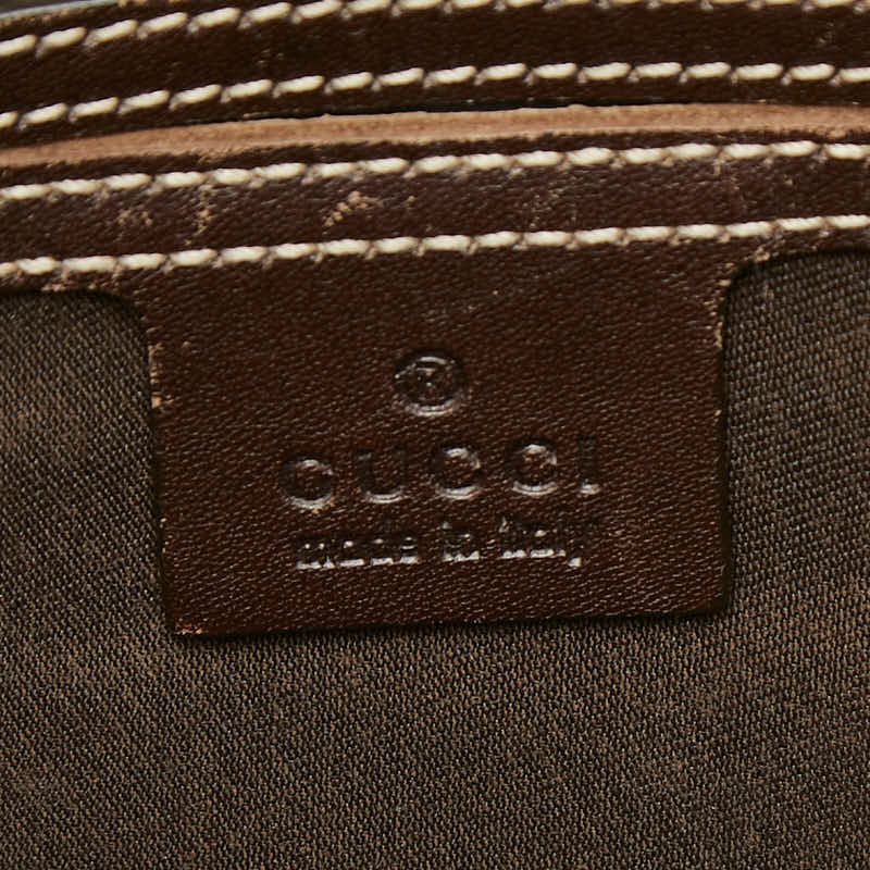 Gucci GG Supreme Sherry Line Messenger Bag Shoulder Back Beige Brown Leather