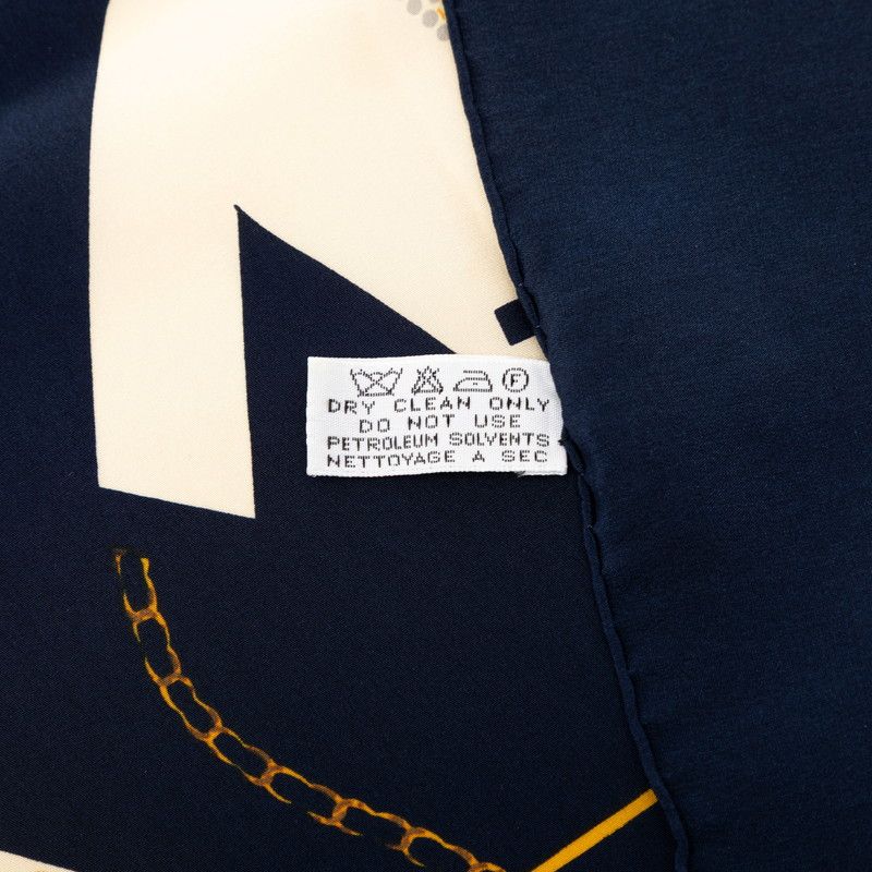 Chanel CC Logo Mademoiselle Quilted Pattern Scarf Large Navy Multicolor Silk
