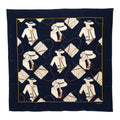 Chanel CC Logo Mademoiselle Quilted Pattern Scarf Large Navy Multicolor Silk