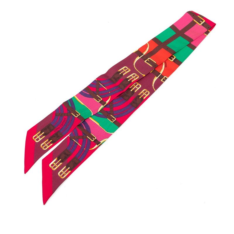 Hermes Twilly Mors a Jouets Horse Bit Scarf Red Multicolor Silk