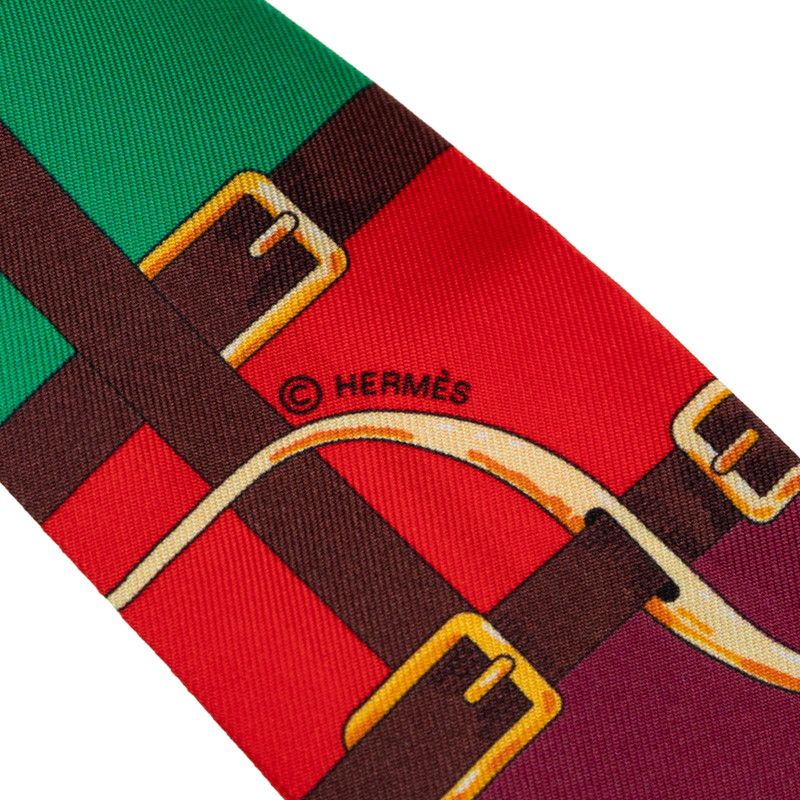 Hermes Twilly Mors a Jouets Horse Bit Scarf Red Multicolor Silk