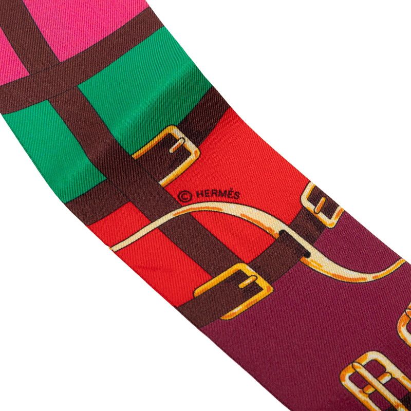 Hermes Twilly Mors a Jouets Horse Bit Scarf Red Multicolor Silk