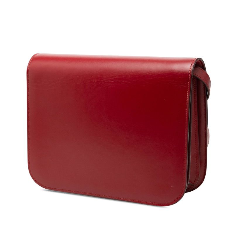 Celine Classic Box Crossbody Shoulder Bag Red Leather