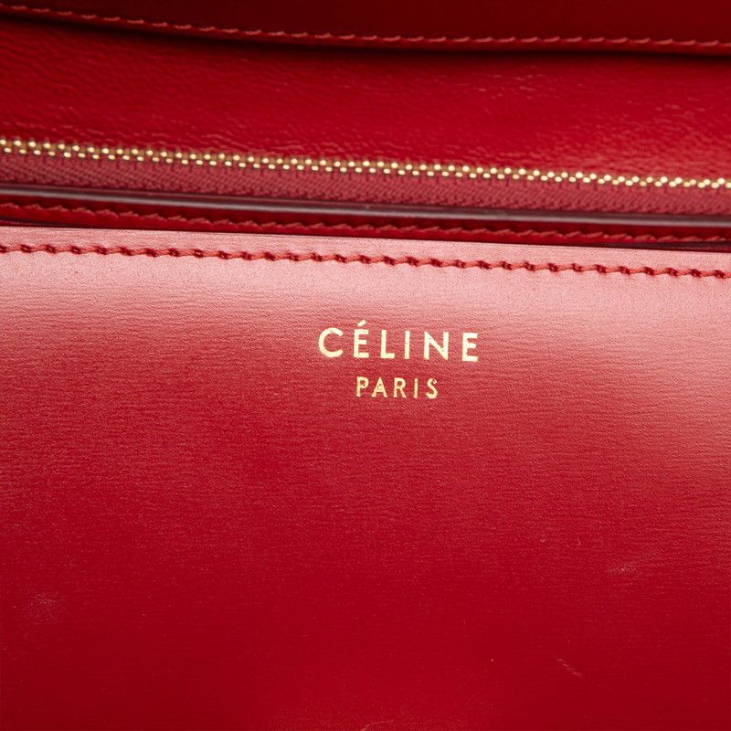 Celine Classic Box Crossbody Shoulder Bag Red Leather