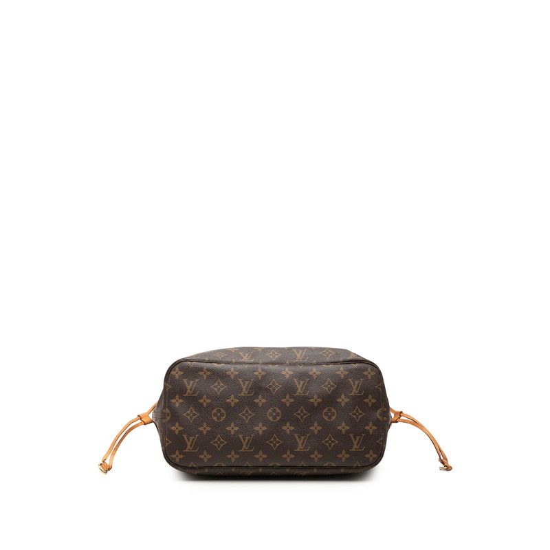 Louis Vuitton Monogram Neverfull MM Tote Shoulder Bag Brown Leather