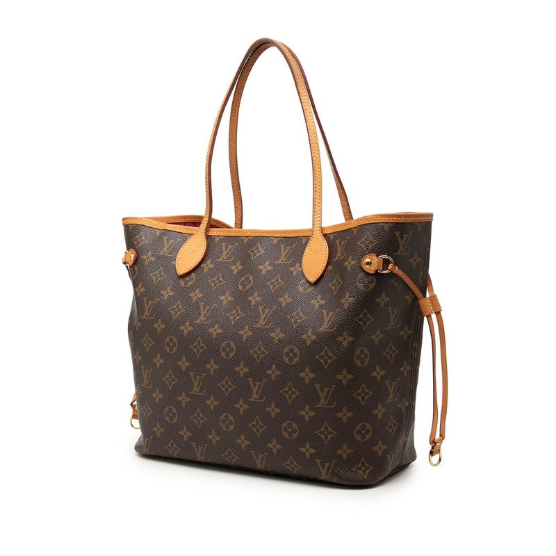 Louis Vuitton Monogram Neverfull MM Tote Shoulder Bag Brown Leather