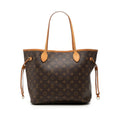 Louis Vuitton Monogram Neverfull MM Tote Shoulder Bag Brown Leather