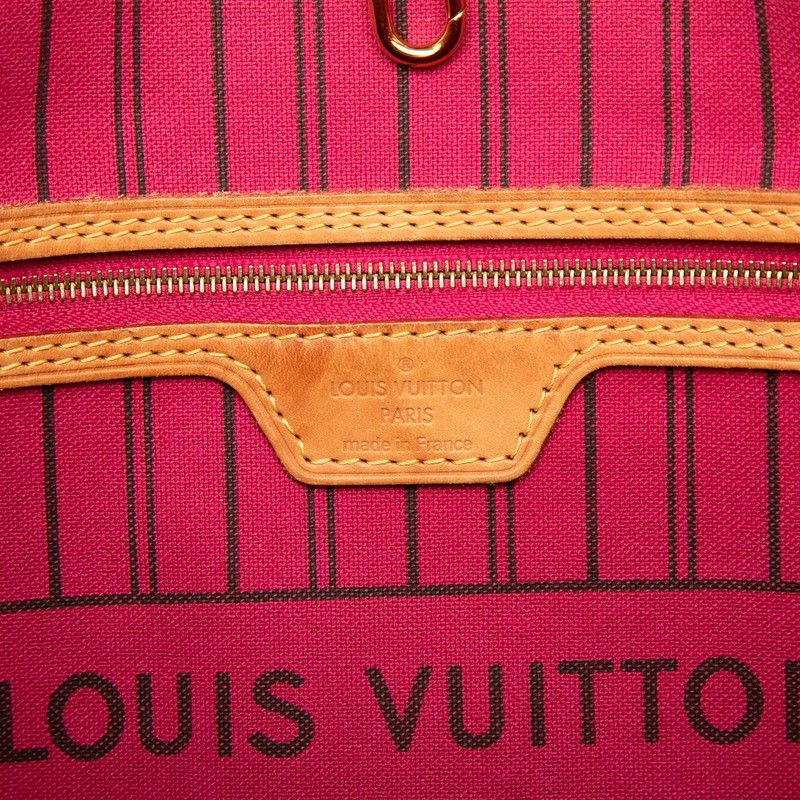 Louis Vuitton Monogram Neverfull MM Tote Shoulder Bag Brown Leather