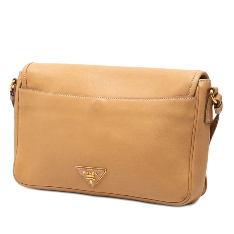 Prada Crossbody Shoulder Bag Beige Leather