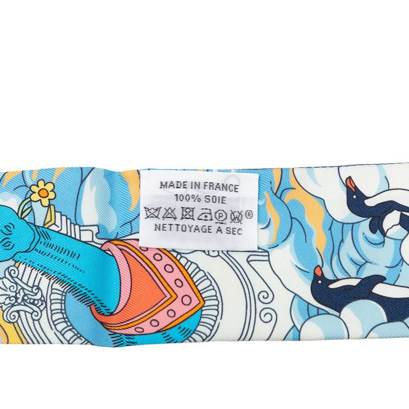 Hermes Twilly Sur Mon Nuage My Cloud Scarf Blue Multicolor Silk