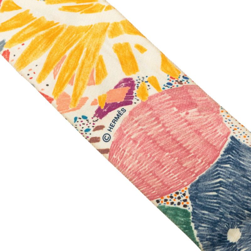 Hermes Twilly Chacun Fait Son Nid Each Nest Building Scarf Multicolor Silk