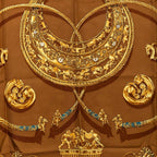 Hermes Carre 90 les Cavaliers D'or Yellow Gold Knight Scarf Large Brown