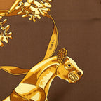 Hermes Carre 90 les Cavaliers D'or Yellow Gold Knight Scarf Large Brown