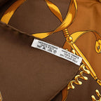 Hermes Carre 90 les Cavaliers D'or Yellow Gold Knight Scarf Large Brown