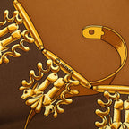 Hermes Carre 90 les Cavaliers D'or Yellow Gold Knight Scarf Large Brown
