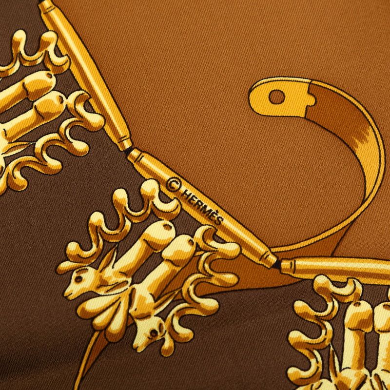 Hermes Carre 90 les Cavaliers D'or Yellow Gold Knight Scarf Large Brown