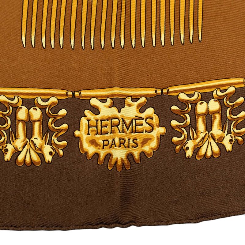Hermes Carre 90 les Cavaliers D'or Yellow Gold Knight Scarf Large Brown