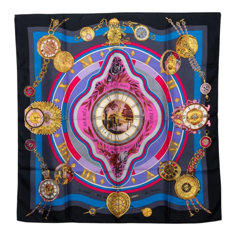 Hermes Carre 90 Parmi les Fleurs Je Compte les Heures Time Spent Among Flowers