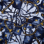 Hermes Carre 90 Brides Rebelles Horse Tackle Scarf Large Blue Multicolor Silk