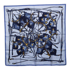 Hermes Carre 90 Brides Rebelles Horse Tackle Scarf Large Blue Multicolor Silk