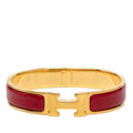 Hermes Clic PM Bracelet Bangle Gold Red Plated