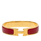 Hermes Clic PM Bracelet Bangle Gold Red Plated