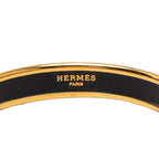 Hermes Enamel PM Cloisonne Bangle Gold Black Multicolor Plated Bracelet