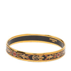 Hermes Enamel PM Cloisonne Bangle Gold Black Multicolor Plated Bracelet